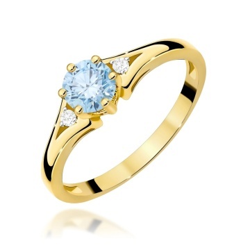 Inel Aur 14K cu Diamante Albastre de Laborator 0.53 ct