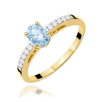 Inel Aur 14K cu Diamante Albastre de Laborator 0.55 ct