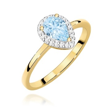 Inel Aur 14K cu Diamante Albastre de Laborator 0.60 ct