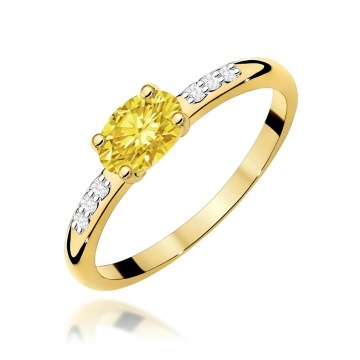 Inel Aur 14K cu Diamante Galbene de Laborator 0.53 ct