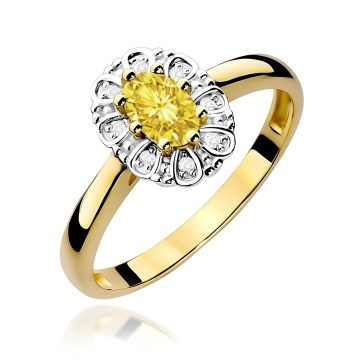 Inel Aur 14K cu Diamante Galbene de Laborator 0.57 ct