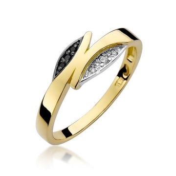 Inel Aur 14K cu Diamante Naturale Albe si Negre 0.03 ct