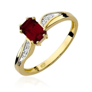Inel Aur 14K cu Granat 0.70 ct si Diamante Naturale 0.03 ct