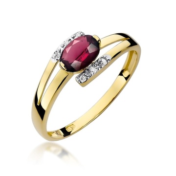 Inel Aur 14K cu Rhodolite 0.50 ct si Diamante Naturale 0.05 ct