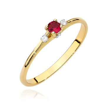Inel Aur 14K cu Rubin 0.15 ct si Diamante Naturale 0.05 ct