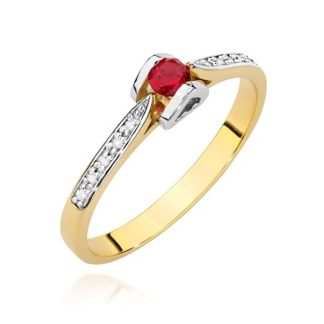 Inel Aur 14K cu Rubin 0.15 ct si Diamante Naturale 0.05 ct