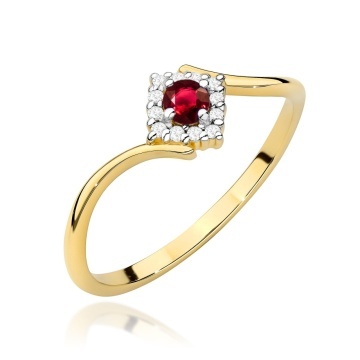 Inel Aur 14K cu Rubin 0.15 ct si Diamante Naturale 0.06 ct