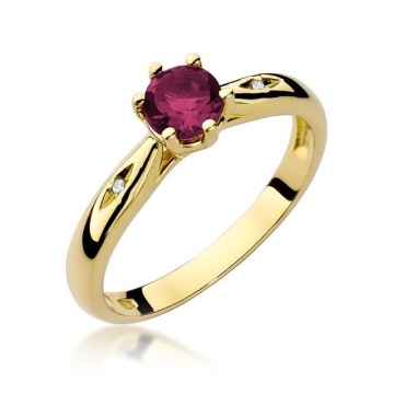 Inel Aur 14K cu Rubin 0.60 ct si Diamante Naturale 0.01 ct