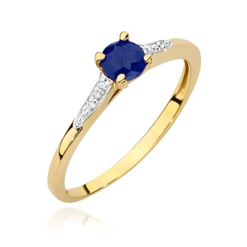 Inel Aur 14K cu Safir 0.30 ct si Diamante Naturale 0.03 ct