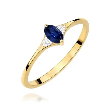 Inel Aur 14K cu Safir 0.30 ct si Diamante Naturale 0.04 ct