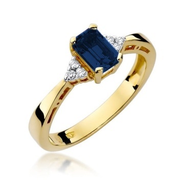 Inel Aur 14K cu Safir 0.60 ct si Diamante Naturale 0.03 ct