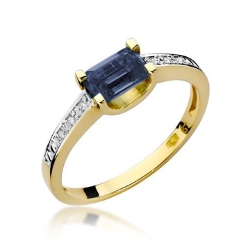 Inel Aur 14K cu Safir 0.60 ct si Diamante Naturale 0.03 ct