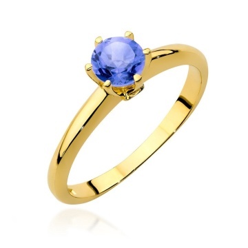 Inel Aur 14K cu Tanzanit 0.50 ct si Diamante Naturale 0.04 ct