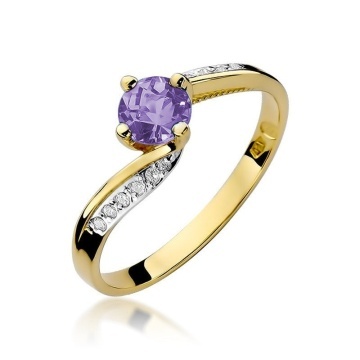 Inel Aur 14K cu Tanzanit 0.50 ct si Diamante Naturale 0.05 ct