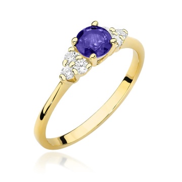 Inel Aur 14K cu Tanzanit 0.50 ct si Diamante Naturale 0.18 ct
