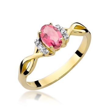 Inel Aur 14K cu Topaz Roz 0.50 ct si Diamante Naturale 0.05 ct