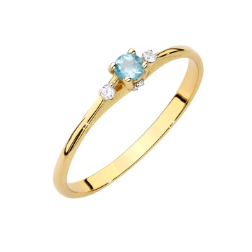 Inel Aur 14K cu Topaz Swiss 0.15 ct si Diamante Naturale 0.05 ct