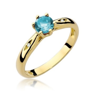 Inel Aur 14K cu Topaz Swiss 0.50 ct si Diamante Naturale 0.01 ct