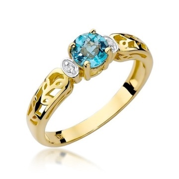 Inel Aur 14K cu Topaz Swiss 0.50 ct si Diamante Naturale 0.02 ct