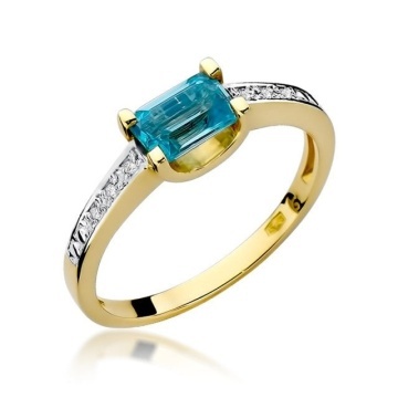 Inel Aur 14K cu Topaz Swiss 0.65 ct si Diamante Naturale 0.03 ct