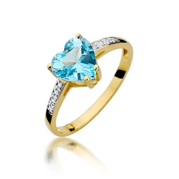 Inel Aur 14K cu Topaz Swiss 1.20 ct si Diamante Naturale 0.04 ct