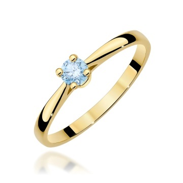 Inel Aur 9K cu Diamant Albastru de Laborator 0.15 ct