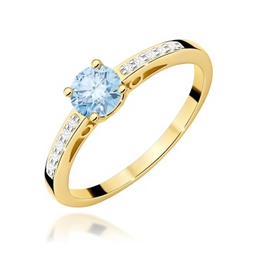 Inel Aur 9K cu Diamante Albastre de Laborator 0.55 ct