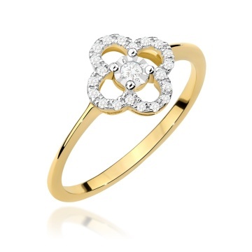 Inel Aur 9K cu Diamante Naturale 0.13 ct