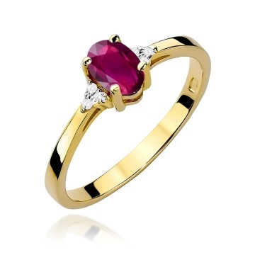 Inel Aur 9K cu Rhodolite 0.50 ct si Diamante Naturale 0.05 ct
