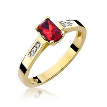 Inel Aur 9K cu Rubin 0.80 ct si Diamante Naturale 0.04 ct