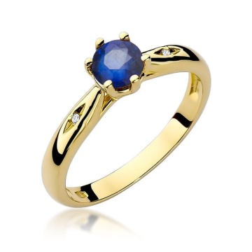 Inel Aur 9K cu Safir 0.50 ct si Diamante Naturale 0.01 ct