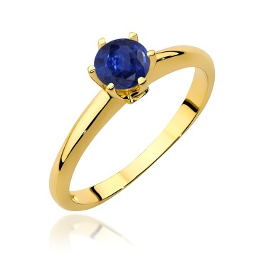 Inel Aur 9K cu Safir 0.50 ct si Diamante Naturale 0.04 ct