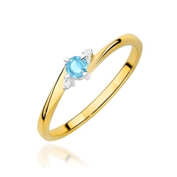 Inel Aur 9K cu Topaz Swiss 0.15 ct si Diamante Naturale 0.02 ct