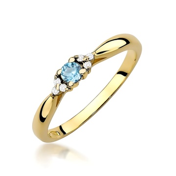 Inel Aur 9K cu Topaz Swiss 0.15 ct si Diamante Naturale 0.03 ct