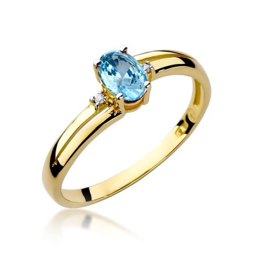 Inel Aur 9K cu Topaz Swiss 0.50 ct si Diamante Naturale 0.03 ct