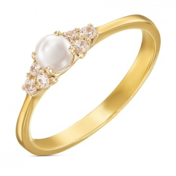 Inel de aur 14k cu perle si zirconii