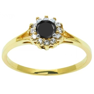 Inel elegant cu flori din aur, negru pr. 333 2.1455c