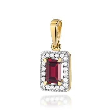 Pandantiv Aur 14K cu Granat 0.70 ct si Diamante Naturale 0.10 ct