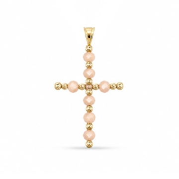 Pandantiv Cruce Beige din AUR 14K