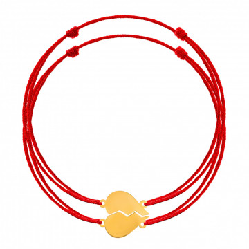 Set 2 Bratari cu snur pentru cupluri - inima din aur 14k