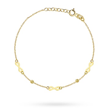 Bratara Lant cu Infinit si Bilute- Aur 14k