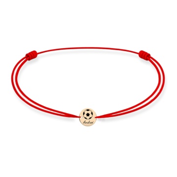 Brățară pentru Copii cu Minge de Fotbal și Bănuț 7mm din Aur 14K cu Șnur Reglabil