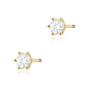 Cercei Aur 14K cu Diamant Natural 0.30 ct Filet cu Protectie