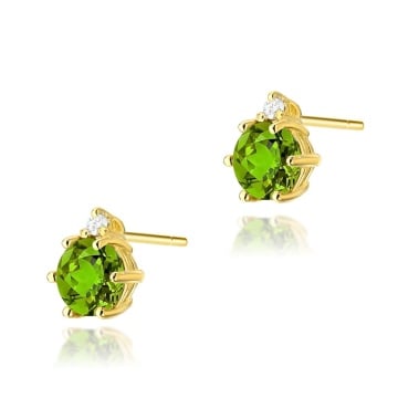 Cercei Aur 14K cu Peridot 0.60 ct si Diamante Naturale 0.03 ct