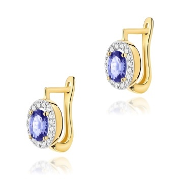Cercei Aur 14K cu Tanzanit 0.40 ct si Diamante Naturale 0.16 ct