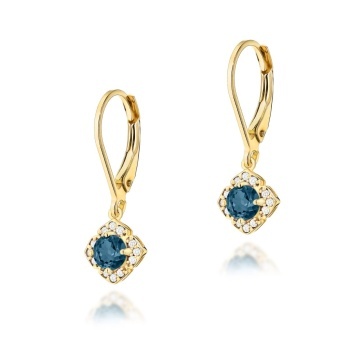 Cercei Aur 14K cu Topaz London Blue 0.30 ct si Diamante Naturale 0.12 ct