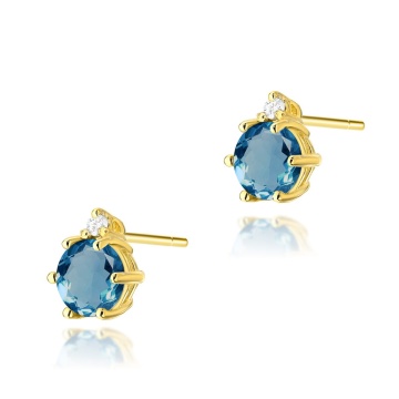 Cercei Aur 14K cu Topaz London Blue 0.50 ct si Diamante Naturale 0.03 ct