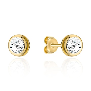 Cercei Aur 14K Eleganti Cu Circoniu Pe Șurub
