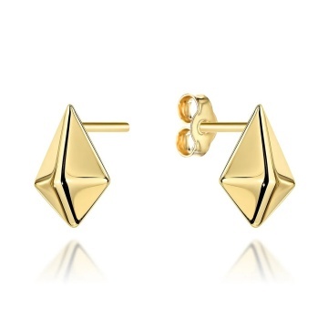 Cercei Aur 14K Rombi Netezi cu Sistem de Închidere Tip Tijă