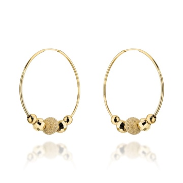 Cercei cerc de aur 14K cu bile decorative